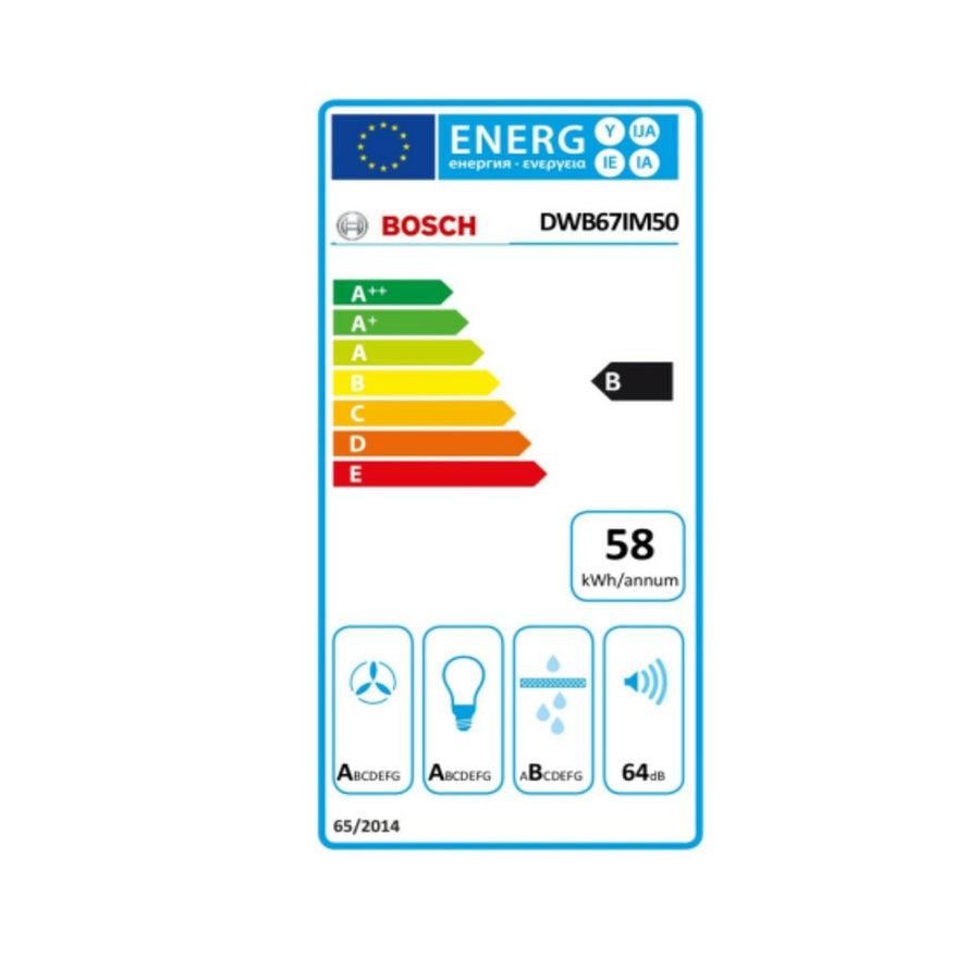 Konventioneller Rauchfang BOSCH DWB67IM50 60 cm 720 m3/h 52 dB 250W Stahl B