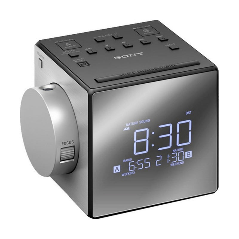 Alarm clock radio with LCD projector Sony ICFC1PJ.CED LED Black Silver