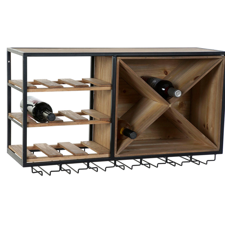 Bottle Rack DKD Home Decor 80 x 24 x 44 cm Fir Natural Black Metal Brown Wood MDF