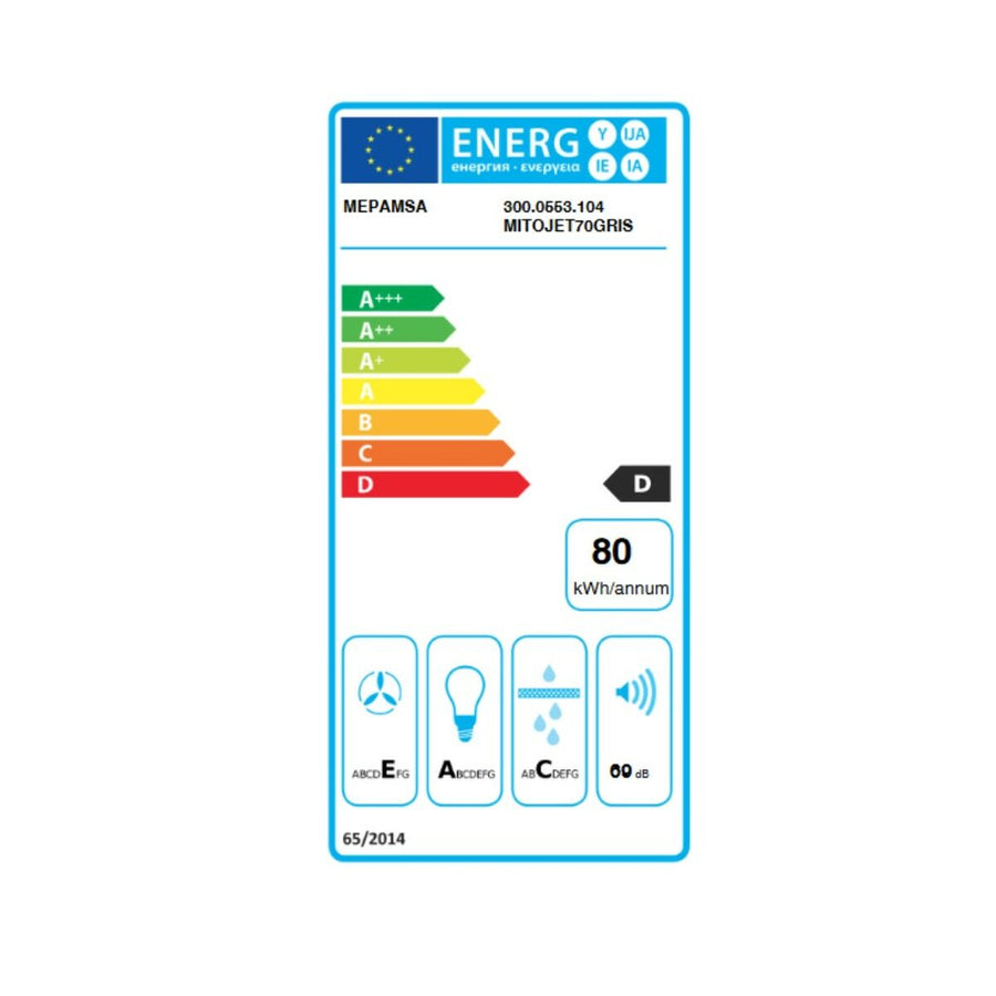 Conventional chimney Mepamsa MITOJET 70 cm 490 m3/h 66 dB 140W D