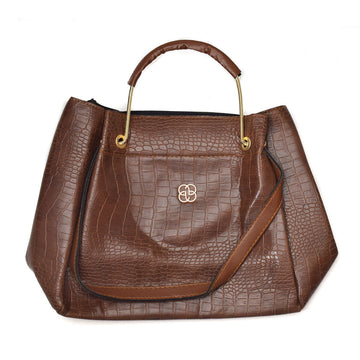 Damen Handtasche Madamra 128-SIYAH-BROWN Braun (30 x 26 x 12 cm)