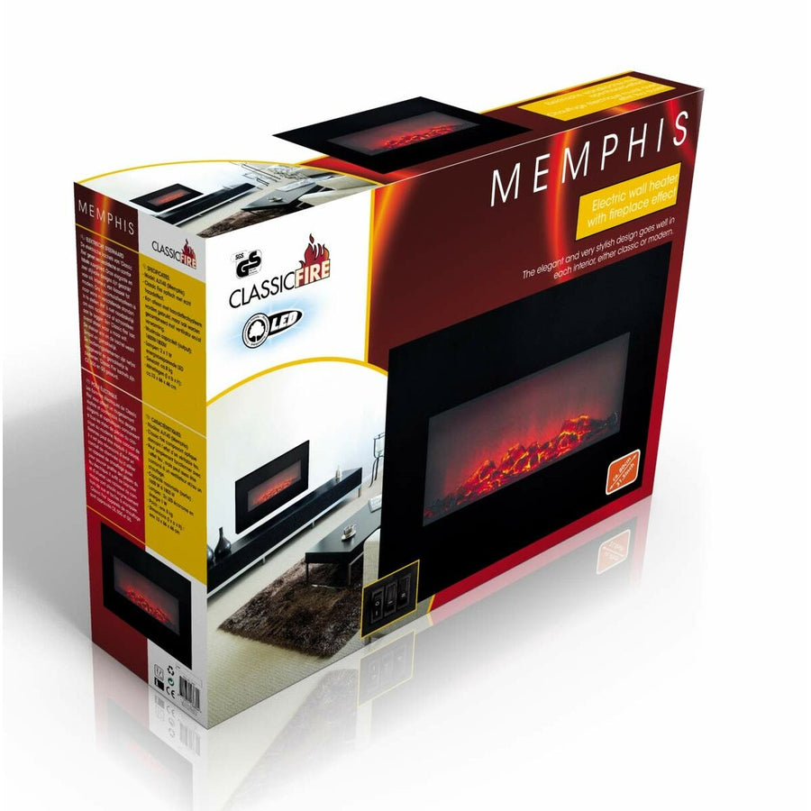 Chimenea eléctrica decorativa de pared Classic Fire Memphis Negro 1800 W