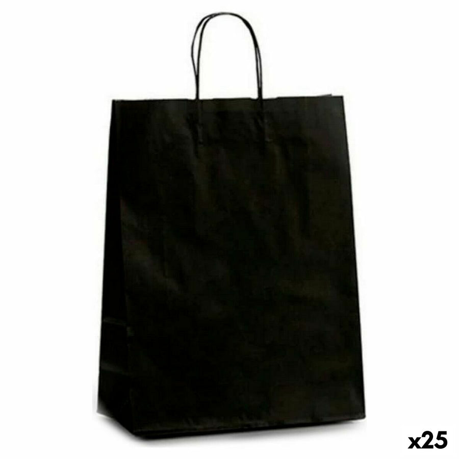 Bolsas de papel negras (12 x 52 x 32 cm) (25 piezas)