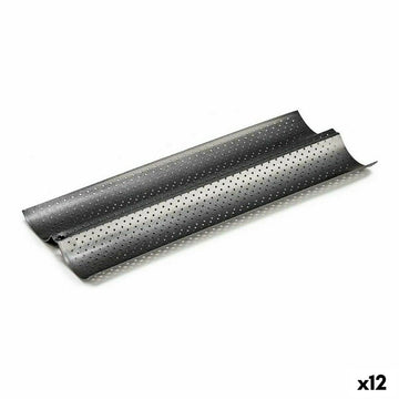 Schale Brot Metall Dunkelgrau Kohlenstoffstahl (16 x 2,5 x 38 cm) (12 Stück)